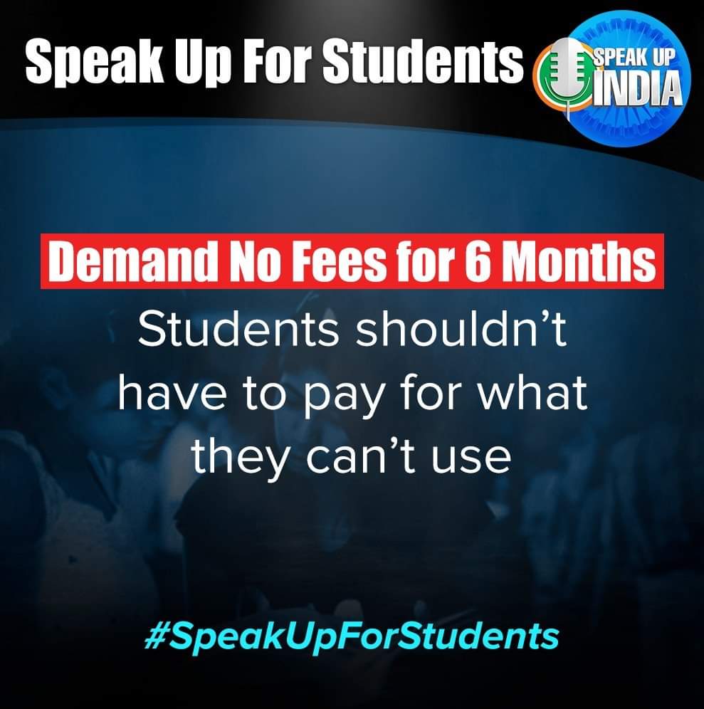 The pandemic &amp; the unplanned lockdown has caused extreme financial stress to students &amp; their families, charging fees will add further burden at this time. We demand waiving fees for 6 months.

#SpeakUpForStudents