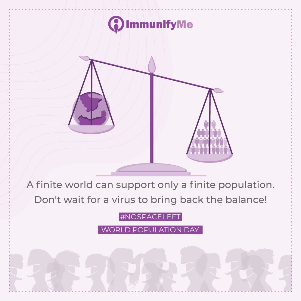 immunifyme's tweet photo. It's time we take notice of what the earth is trying to tell us! This World Population Day make sure, we never loose the balance again. #nospaceleft #Worldpopulationday2020 #finiteworld #virus #healthcare https://t.co/A8Y2Kr52xF
