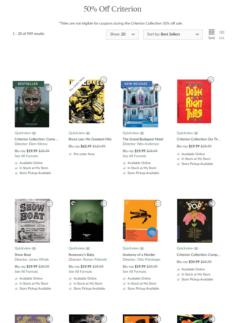 50% off The Criterion Collection (Blu-ray/DVD) at Barnes &amp; Noble bit.ly/3gIjB3n