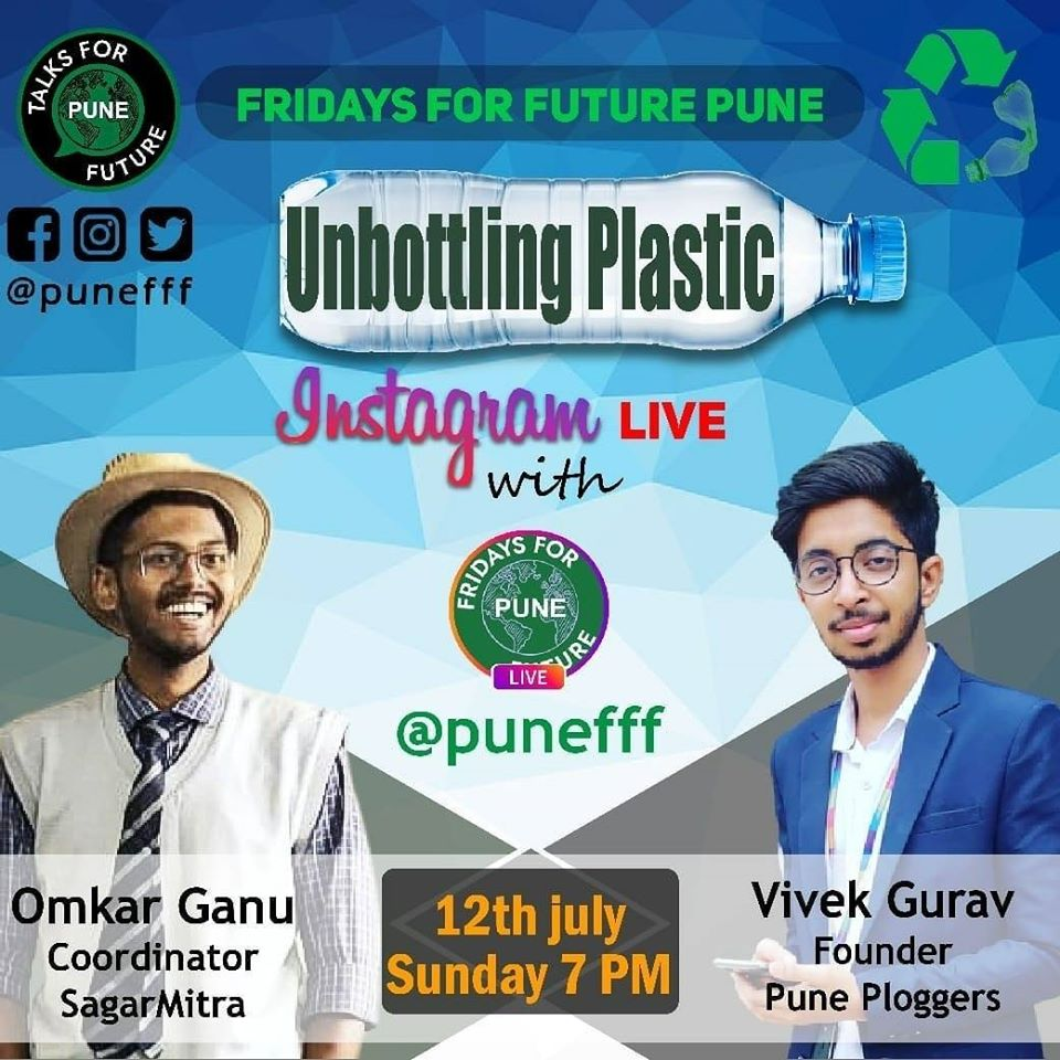 punefff's tweet photo. #TalksForFuture #1
UNBOTTLING PLASTIC
with Omkar Ganu of Sagar-Mitra
and Vivek Gurav of @puneploggers 

📆 12th July 2020, Sunday
📬 Instagram Live of @punefff
⌚ 7pm IST

#TellTheTruth
#FridaysForFuture
#SchoolStrike4Climate
#PlasticWaste
#Plastic
#PlanetOverProfit
#ActOnScience https://t.co/59coj3f6NX