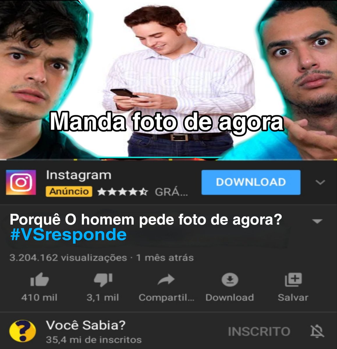 thumbsVCsabia's tweet photo. Pq o homem pede foto de agora?
#VSresponde https://t.co/gFQz7w23sw