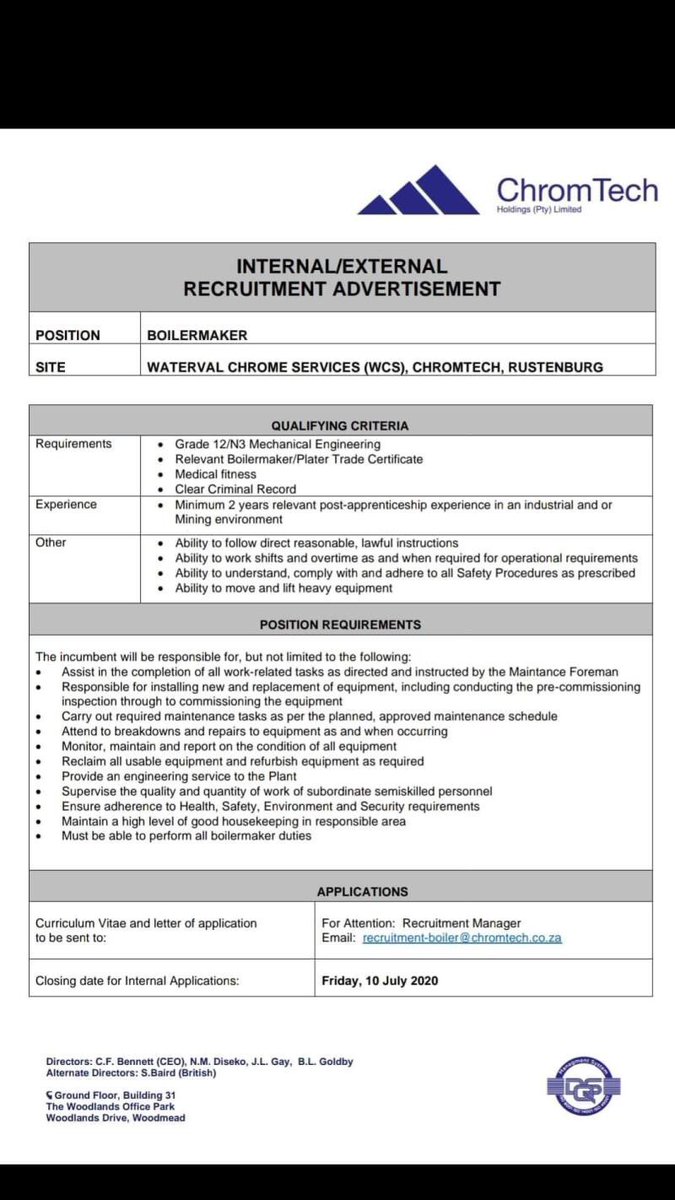 Boilermaker needed. 

Refer to the picture attached for details.

All the best 😊