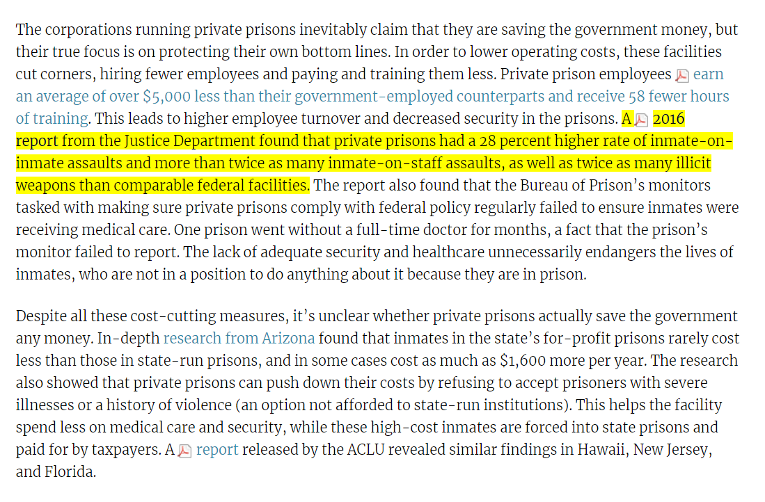 PROBLEM  CORRECTIONS Private Prisons compromise quality of care, custody and control in exchange for profit. Prohibit privatization of prisons.See https://www.aclu.org/banking-bondage-private-prisons-and-mass-incarceration and see https://www.nytimes.com/2018/04/03/us/mississippi-private-prison-abuse.html and see  https://www.sentencingproject.org/publications/private-prisons-united-states/
