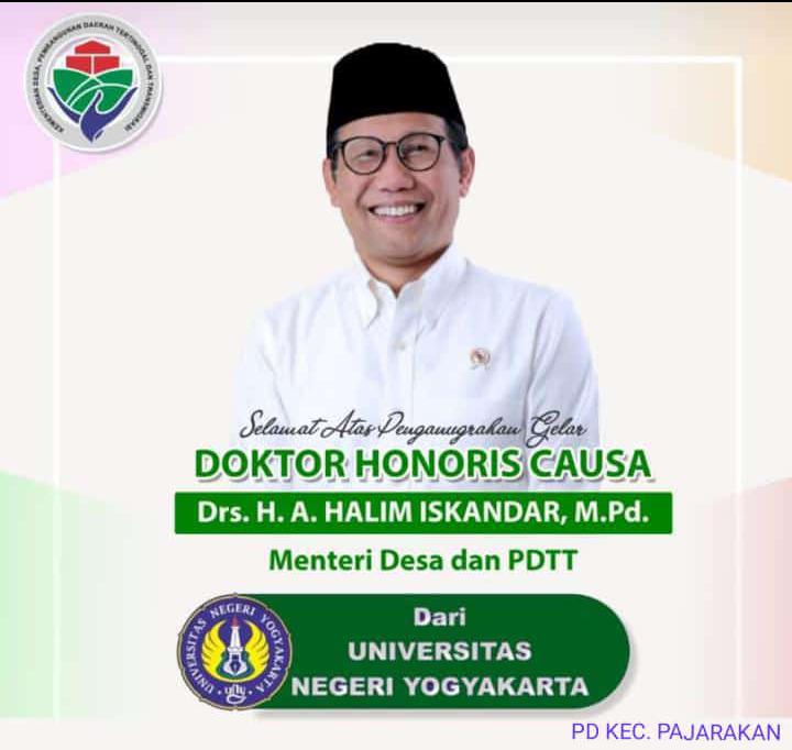 Selamat atas penganugrahan gelar Doktor Honoris Causa Gus Menteri Desa PDTT.Dr.H.C.H.A.Haliskandar,M.PD.
Semoga Barokah dan Bermanfaat.Aamiin
#BerkhidmatUntukDesa 
#TTPiprobolinggo 
<a href="/jokowi/">Joko Widodo</a> 
<a href="/halimiskandarnu/">ABDUL HALIM ISKANDAR</a> 
<a href="/anwsanusi/">Anwar Sanusi</a> 
<a href="/malik_haramain/">malikharamain</a> 
<a href="/taufikmadjid71/">IG : taufik.madjid</a> 
@fachrilabalado