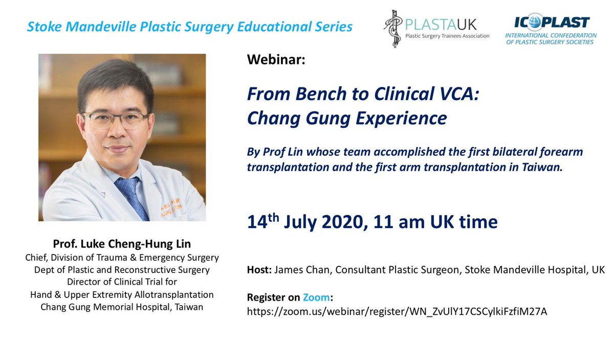 Another phenomenal #PlasticSurgery webinar coming from <a href="/AcademicBucks/">BucksAcademicPlastics</a> at Stoke Mandeville Hospital

zoom.us/webinar/regist…