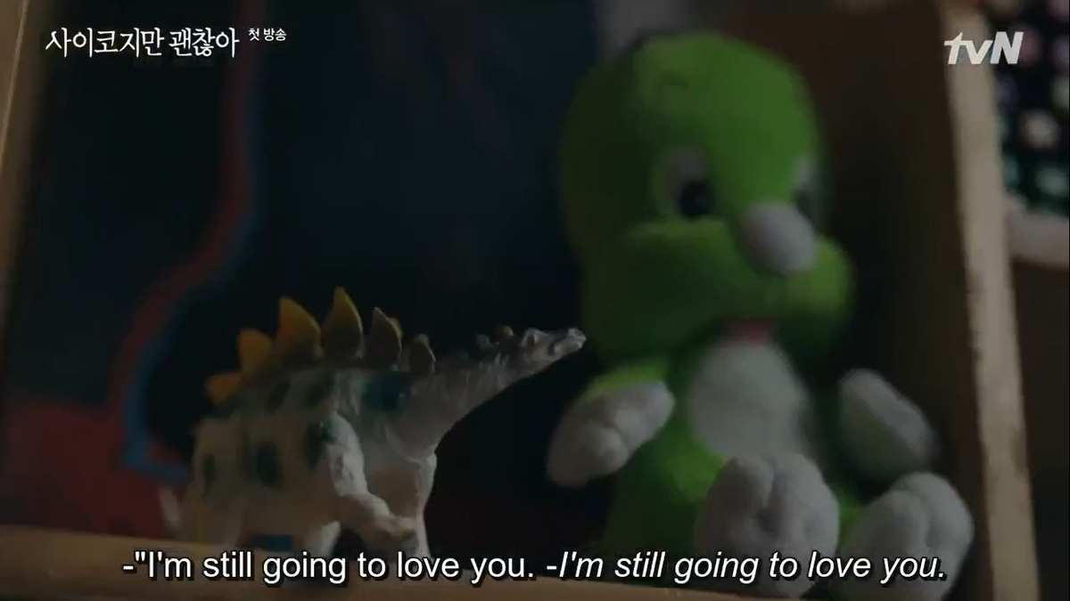 a thread of meaningful scenes from  #ItsOkayToNotBeOkay  #PsychoButItsOkayThis foreshadowing from the very first episode. After watching this, I knew there was no backing out from this drama.