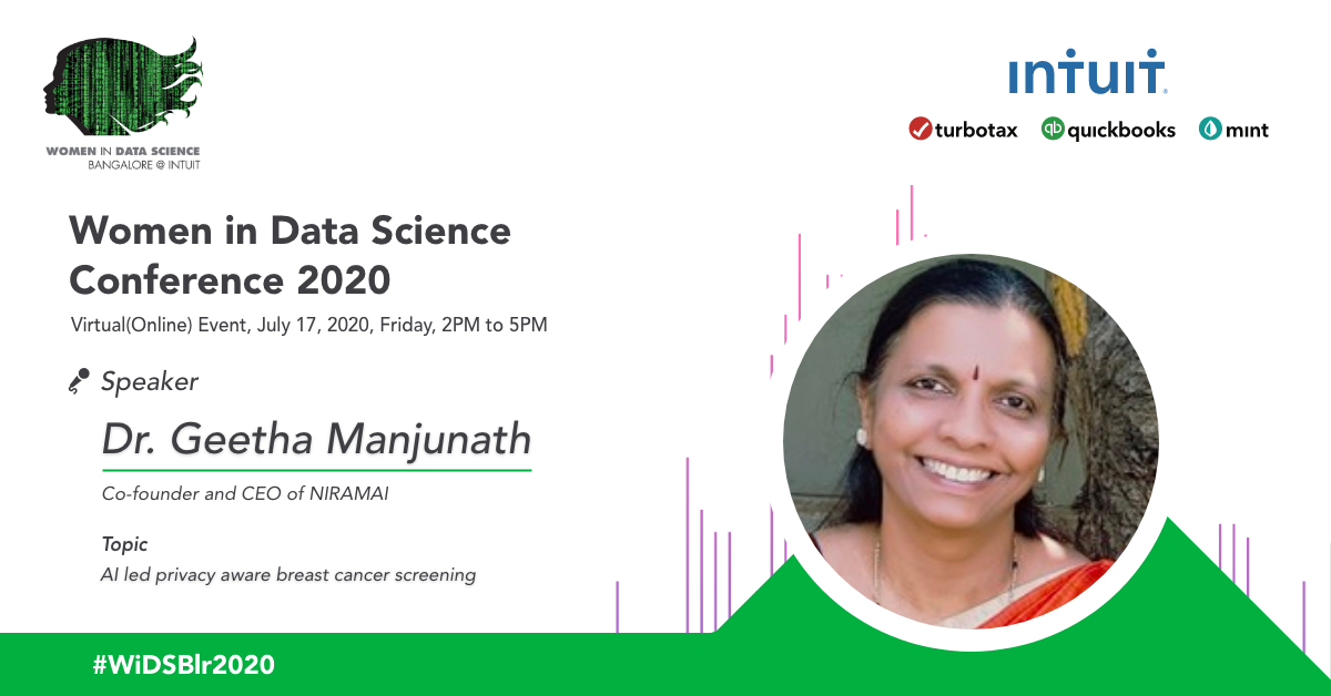 We are very excited to introduce you all to our speaker of the session Dr. Geetha Manjunath the Founder, CEO, and CTO of NIRAMAI.

Intuit India is inviting you to the annual Women in Data Science Conference 2020.

#WiDSBlr2020 #womenintech #DataScience 

<a href="/IntuitIN/">Intuit India</a>
