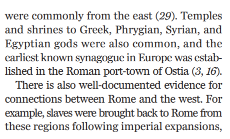 E Mediterranean had greater population density than other areas, which is why it was likely source for most immigrants. These immigrants shifted the ancestry of Romans to the east, though there was some heterogeneity that remained despite extensive mixing.