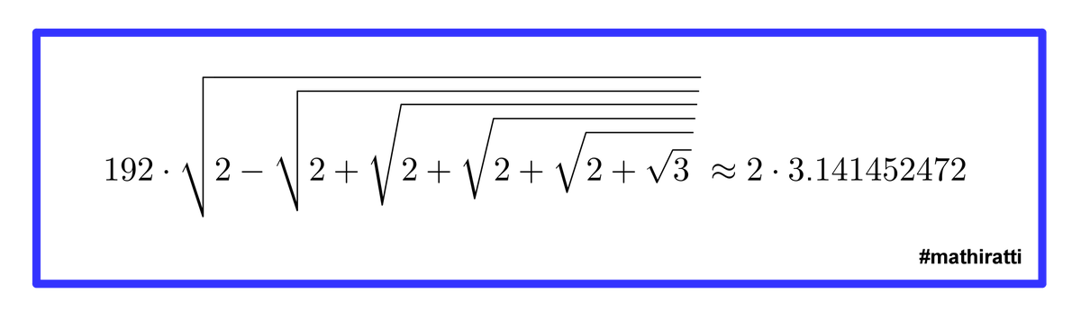 diegorattaggi's tweet photo. Day 192: The perimeter of the regular 192-gon inscribed in the unit circle is ... https://t.co/VWdzTfcoJv