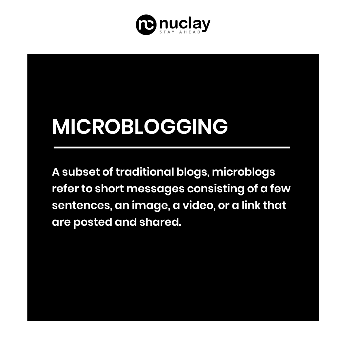 NuclaySolutions's tweet photo. #Twitter and #Facebook , among other platforms are all considered microblogging platforms.
#tech  #knowmore https://t.co/474ulB85l6