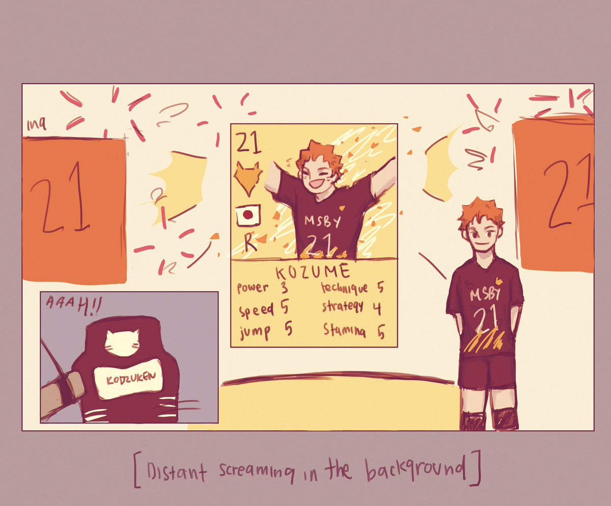 [kenhina] kenma was so excited that his husband is finally going to be in his favorite volleyball video game so after 10288338 times of opening packs (lol the amount of money he spends hh) he finally got him!! #Haikyuu #haikyuufanart 