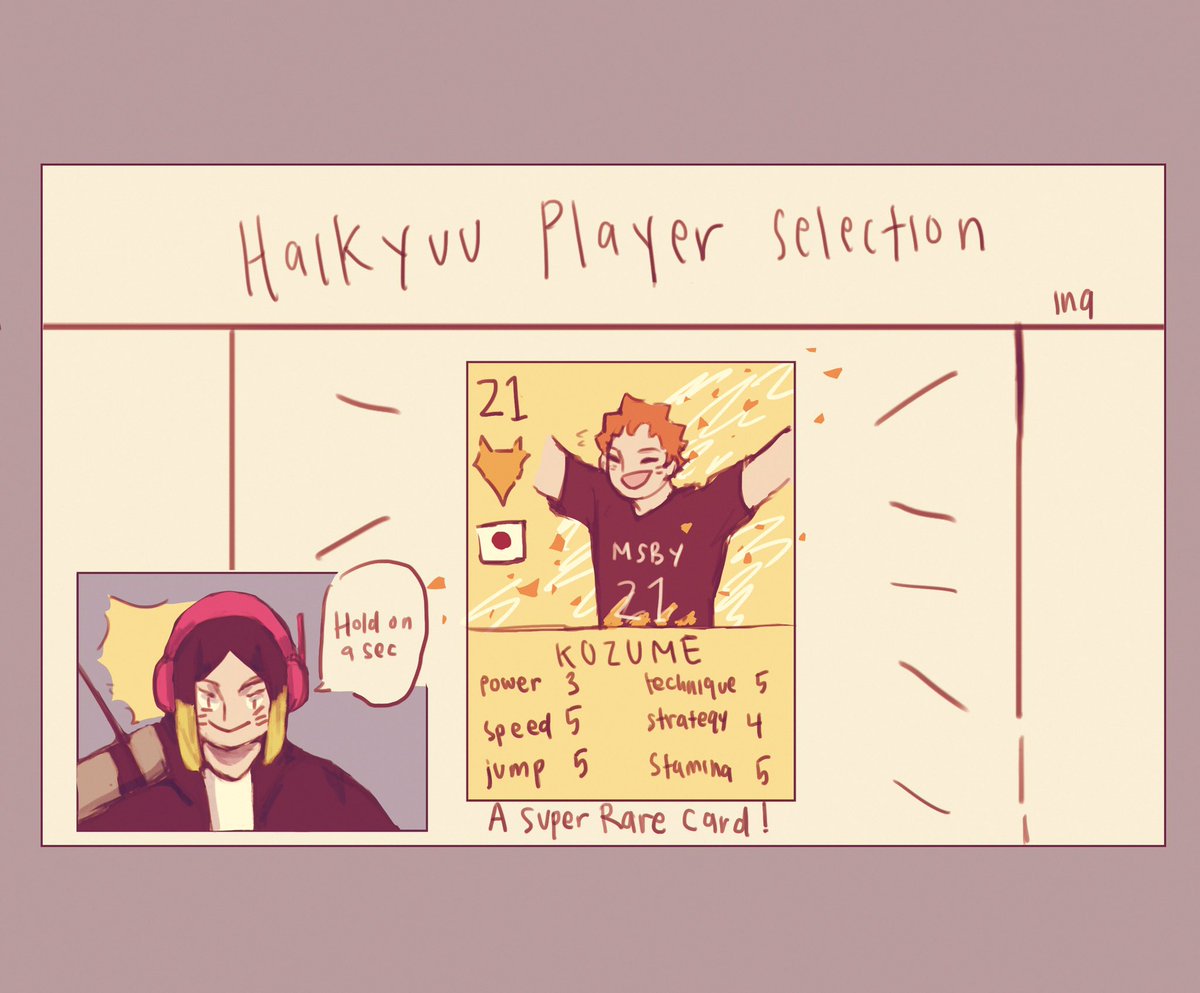 [kenhina] kenma was so excited that his husband is finally going to be in his favorite volleyball video game so after 10288338 times of opening packs (lol the amount of money he spends hh) he finally got him!! #Haikyuu #haikyuufanart 