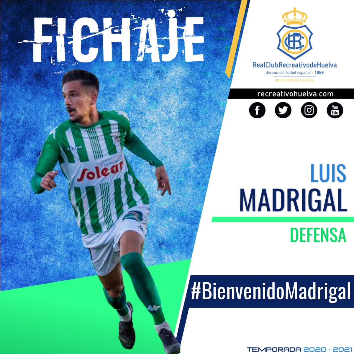 ⚽️ <a href="/Luismadrigal93/">Luis Madrigal Caro</a> ficha por el Decano.
💪 Procedente del <a href="/atcosanluqueno/">Atlético Sanluqueño</a>, Madrigal llega al Nuevo Colombino para reforzar el lateral izquierdo.
🔗 recreativohuelva.com/2020/07/10/lui…
#BienvenidoMadrigal