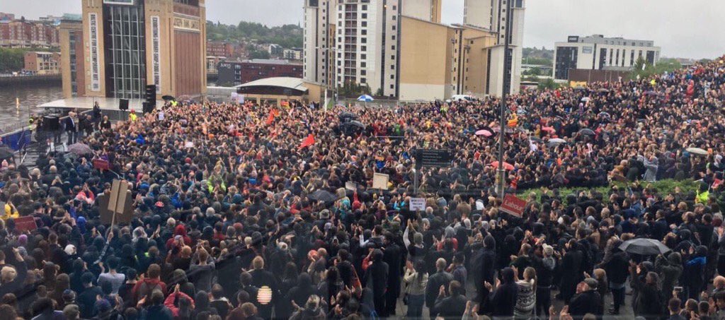 This post has predictably received scepticism, and it has been pointed out that two of the images were from Glastonbury.So, I'm adding photos to it from different events. Please do the same if you have any.This one from Gateshead.