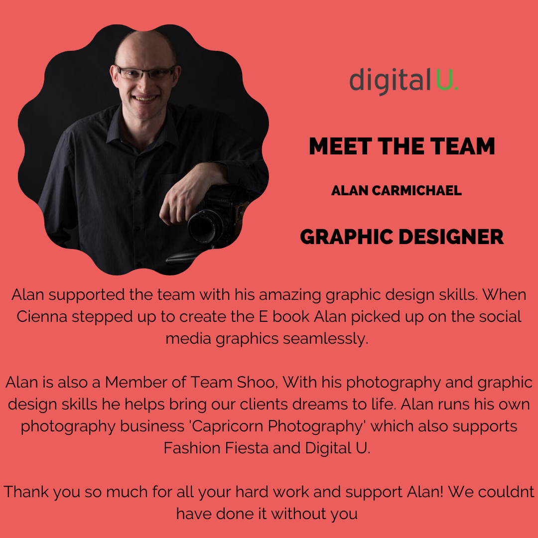 DigitalU_'s tweet image. MEET ALAN!

Alan is our graphic designer at DigitalU . When Cienna started on the E-book Alan picked up the content and made the seamless move from Ciennas images to his own. Thank you for your hard work Alan! 

Be a part of Digital U 2021! - mtr.cool/lbnyeirabg

#Confrence