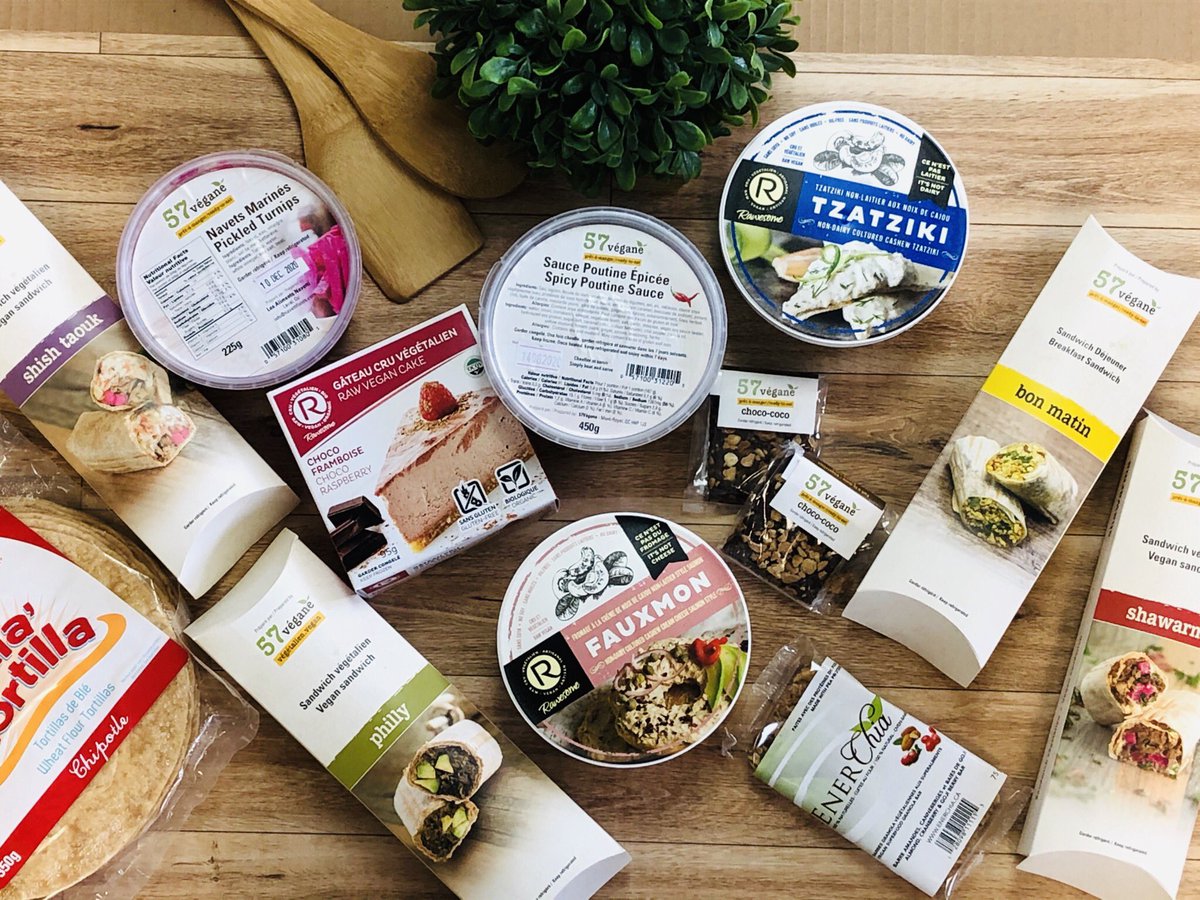 57Vegane's tweet photo. Head on over to our website for yummy #vegan snacks and ready-to-eat products. 🌱 https://t.co/giaw0C00w4 🌞 Happy Friday! #montreal #madeinquebec #57vegane https://t.co/umN5UwO9kf