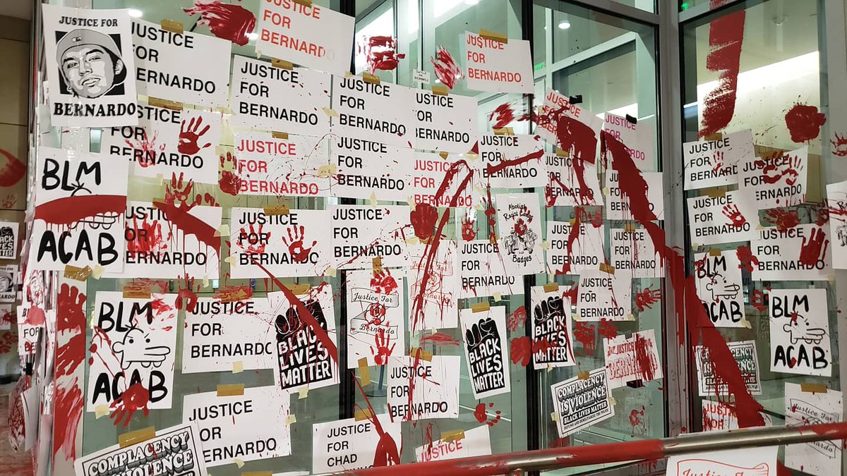 pvhowardtv's tweet photo. Violent protesters spread red paint on DA's office after police officers were cleared of deadly shooting. https://t.co/JH3e9iblzI