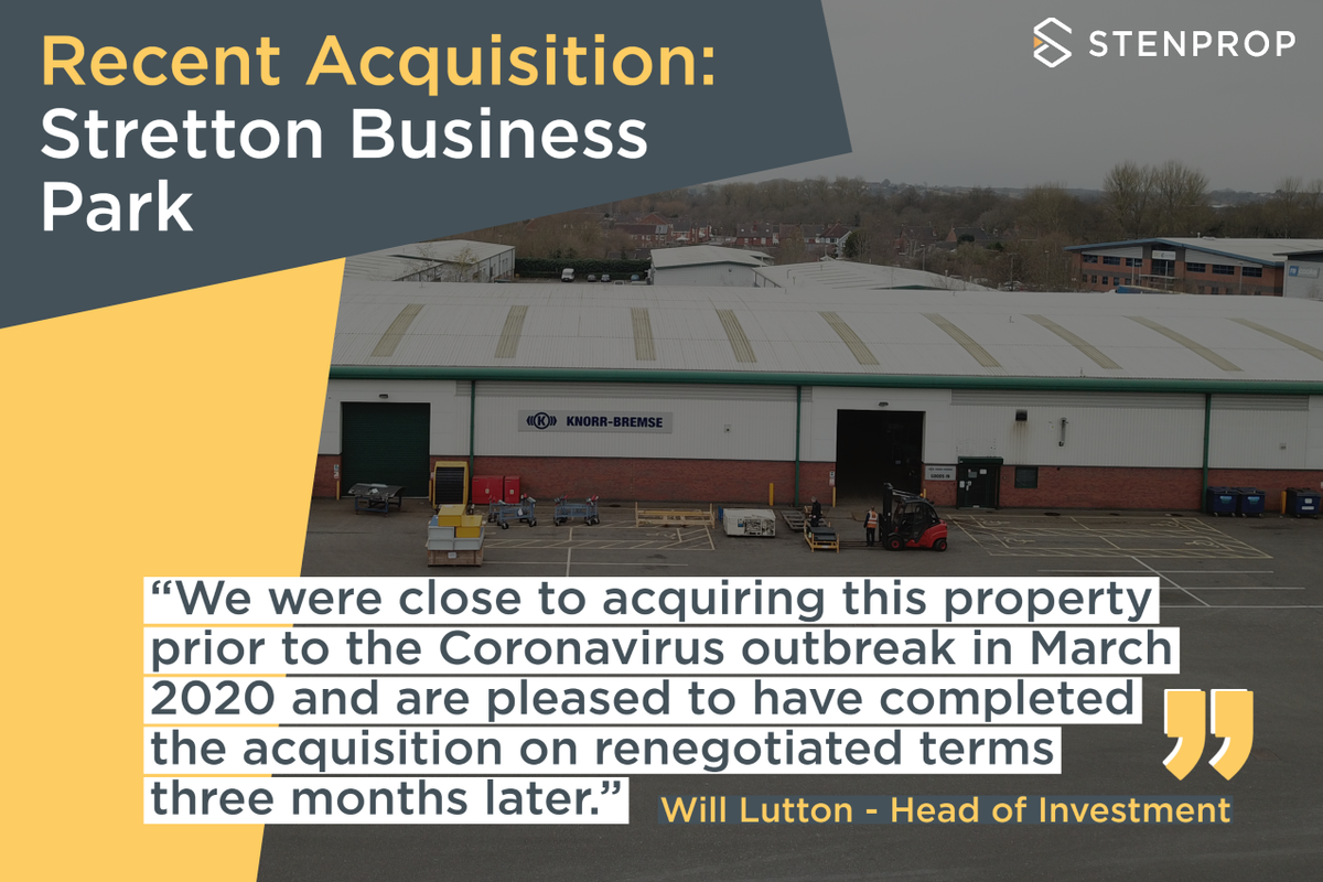 We are pleased to announce that we have completed our first acquisition since the start of the Coronavirus pandemic. Advised by Franck-Steier Price, Stretton Business Park is 43,500 sq ft of MLI, split across four adjoining warehouse units. <a href="/FSPProperty/">Franck-Steier Price</a> #newacquisition #MLI
