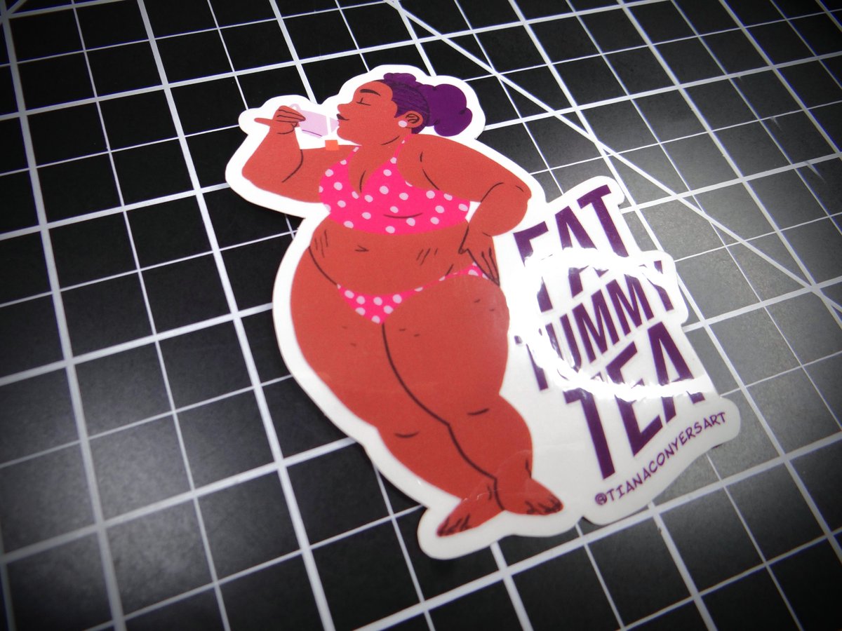 'Fat Tummy Tea' 3x3.7 in clear #sticker is $5! 

This sticker is dedicated to all the baddies whose stomachs are 'flat' without the L.

Buy here: tianaconyersart.com/product/-fat-t…

The name is inspired by @YaBigSistah 
AKA Fat Tummy T.

#flattummytea #fattummytea #stretchmarks #fatart