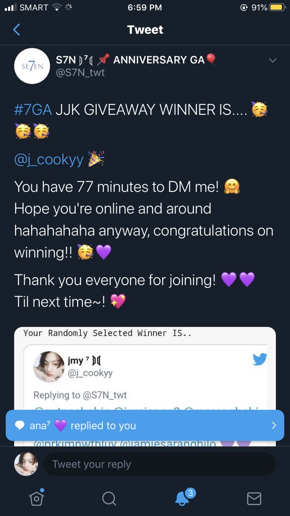 j_cookyy's tweet photo. YAAAYY!! 😍🥳💜 Thank you for this GA @S7N_twt 💜🙏🙏🙏 God bless po sainyo!! Borahae 💜💜
#7GA
#7FEEDBACKS https://t.co/Q45CuIDwPO