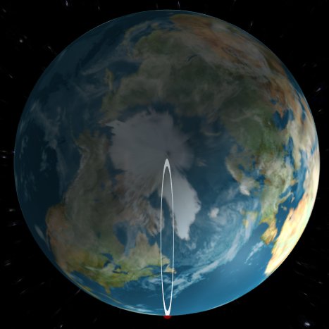 To reinforce the idea that getting up to orbital velocity is the hard part, here's the free-fall path of the rocket 1) at the moment of launch, 2) when crossing the Kármán line, and 3) when in orbit.9/