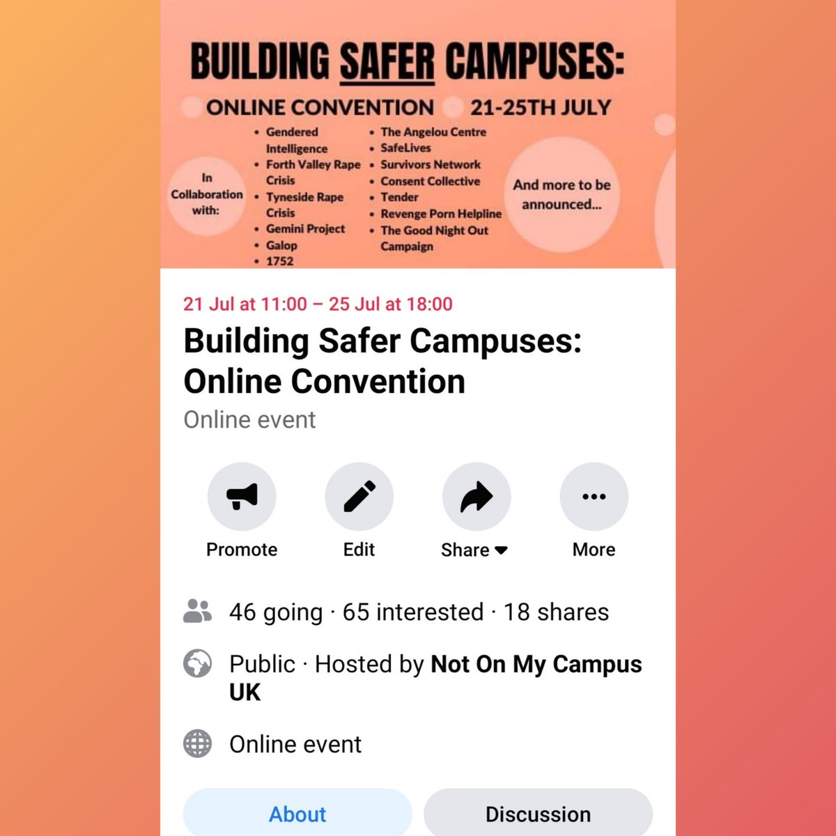 NotOnMyCampusUK's tweet image. We are proud to announce our first online convention in collaboration with a wide range of amazing groups coming together to help equip incoming student leaders and activists in tackling sexual violence and supporting survivors!