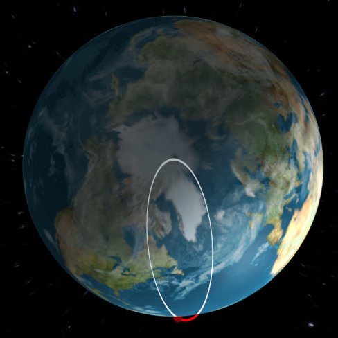 To reinforce the idea that getting up to orbital velocity is the hard part, here's the free-fall path of the rocket 1) at the moment of launch, 2) when crossing the Kármán line, and 3) when in orbit.9/