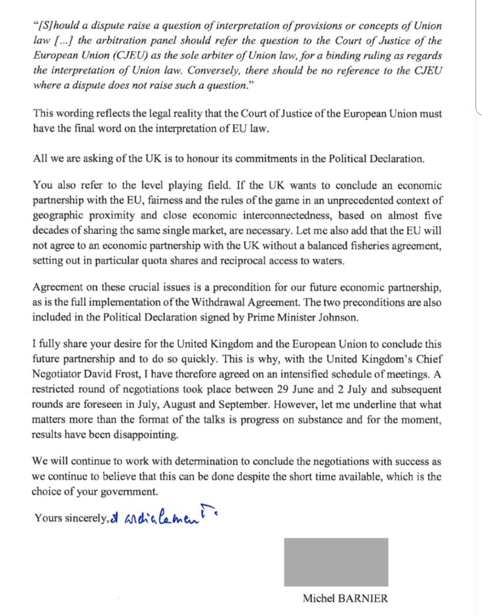 What do we learn from Michel Barnier's letter to Mark Francois? We learn that he writes better English than Francois for a start. And secondly that he understands the complexity and seriousness of our leaving.