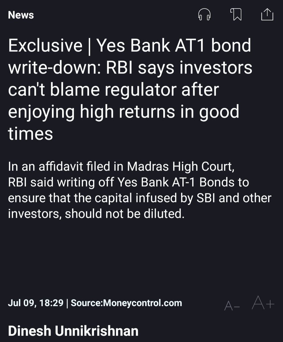 _Mukul's tweet photo. @RBI you are part of govt who runs on taxes paid by us. We did not play lottery. Where is our principal? It is as absurd as saying I paid income tax for > 30 yrs in this country, now I dont feel like paying any more as govt has enjoyed it too much.
#YesBank_AT1_RetailInvestor https://t.co/xVvcbZ6k8q
