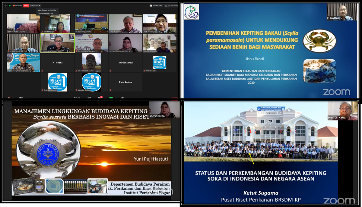 bppsdm_gondol's tweet photo. Webinar BBRBLPP:Meneropong Perkembangan Bddy Kepiting Bakau di Indonesia dgn narsum Ibnu Rusdi,MP, Prof Dr.Ketut Sugama, Dr Yuni Puji Hastuti, Dr.Sulaeman dgn Pembahas Hendra Sugandhi dan Peter Nugraha @brsdm_kp @sjariefwidjaja @kkpgoid @puslatluhkp @Edhy_Prabowo @BRPBAP3_Maros https://t.co/es2VcbVSaV