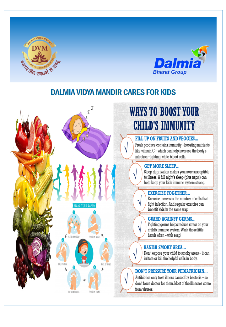 DalmiaE's tweet photo. Dalmia Vidya Mandir Cares for Kids || Ways to Boost Your Child's Immunity
#DVM #DalmiaVidyaMandir #DalmiaBharatGroup #naturalimmunitybooster #results #immunitybooster #fruits #vegetables #kidscare #kidsimmunity #values #academics #skills #school #education #learning #trainings https://t.co/Y40gNMDurU