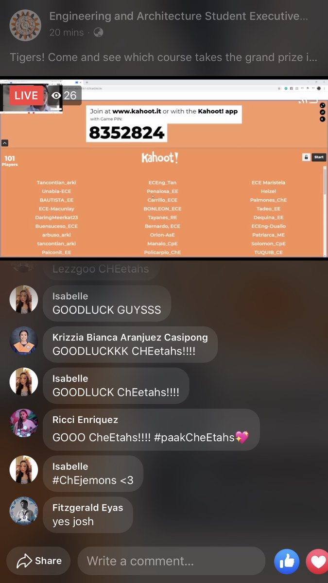 addueasec's tweet photo. Now Happening| Tigers join and witness your very own courses as they participate in Kahoot Competition. Stream now on Facebook.
#SEAonRepEAt
#ExcEAdYourLimEAts
#fEArTheRoar https://t.co/mbWwY0Fpre