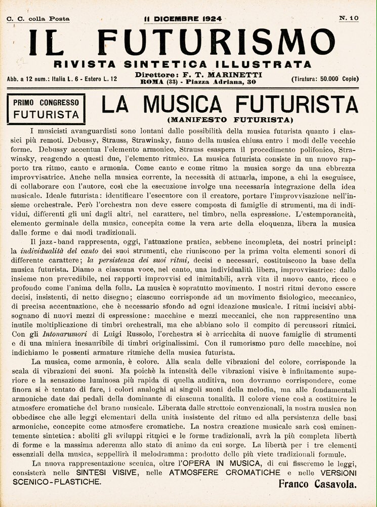 DeCromarty's tweet photo. Luigi #Russolo fue un pintor y músico que llevó el #futurismo a la #música con moderna radicalidad revolucionaria, inventó "La música de los ruidos" y toda una serie de instrumentos que los emitían, siendo un precursor de la #MúsicaElectrónica entre otras innovaciones.
Sigue👇🏽 https://t.co/yeECogDEUM