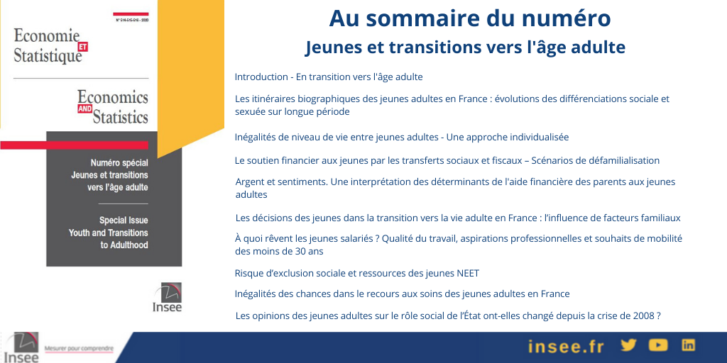 InseeFr's tweet photo. Découvrez le sommaire de ce numéro spécial "#Jeunes et transitions vers l'âge adulte" 👉 https://t.co/Q0qV37v5Kw https://t.co/dRgSmIdzxf