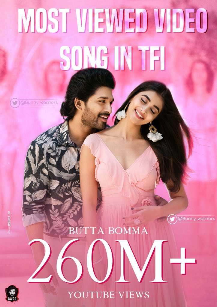 MusicThaman's tweet photo. MOST VIEWED SONG IN TFI !! 
#mostviewedsongintfi #buttabomma from AVPL 🎵👏🏾♥️🤍✨✊🎹📢 https://t.co/zt4H2D2uxS