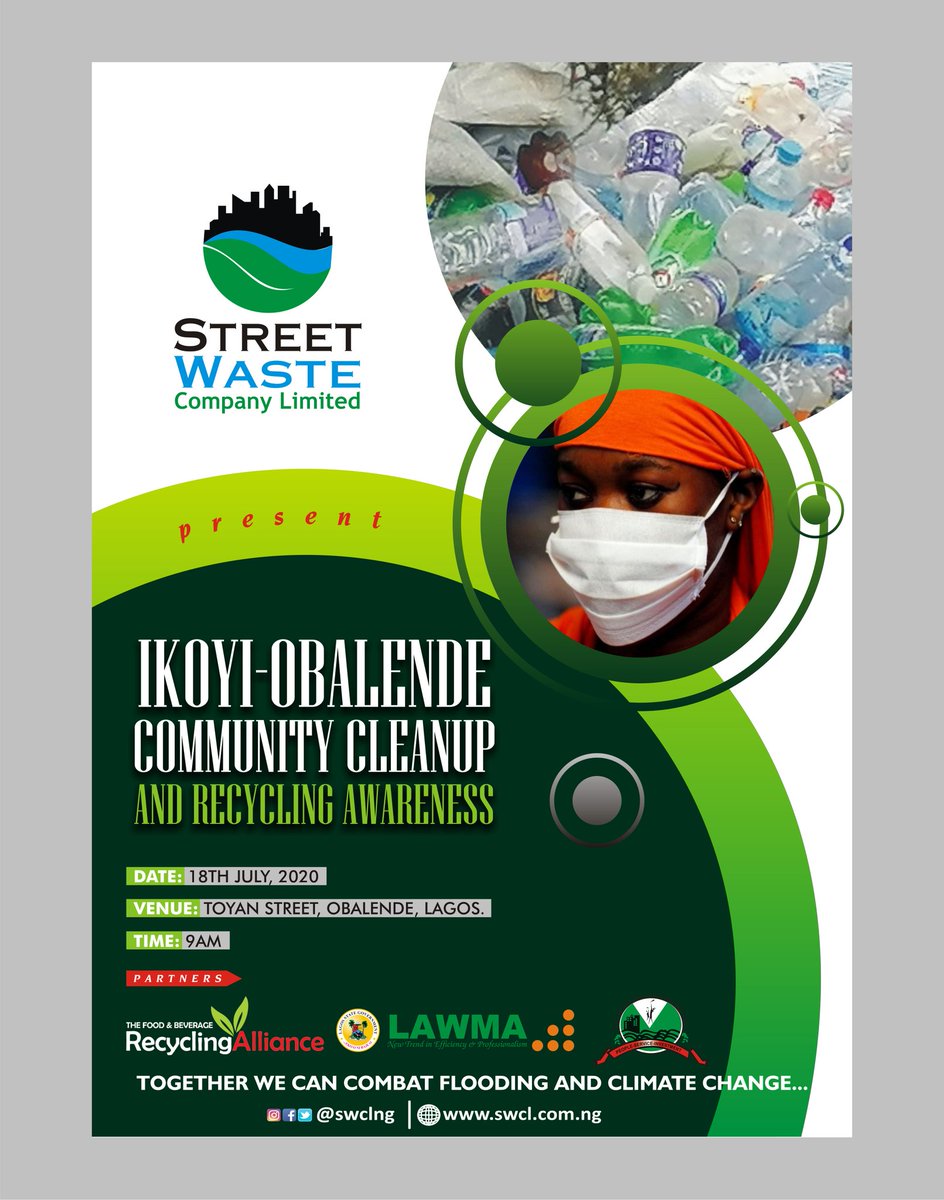 swclng's tweet photo. Hello there! The Ikoyi-Obalende community cleanup &amp; recycling awareness is happening on 18th of July, Don't forget to join us.
Together let's rid plastic waste off our drainges which causes flooding in this rainy season.
Toyan Street obalende #plasticfreejuly #streetwastecompany https://t.co/yBZcIAvqzf