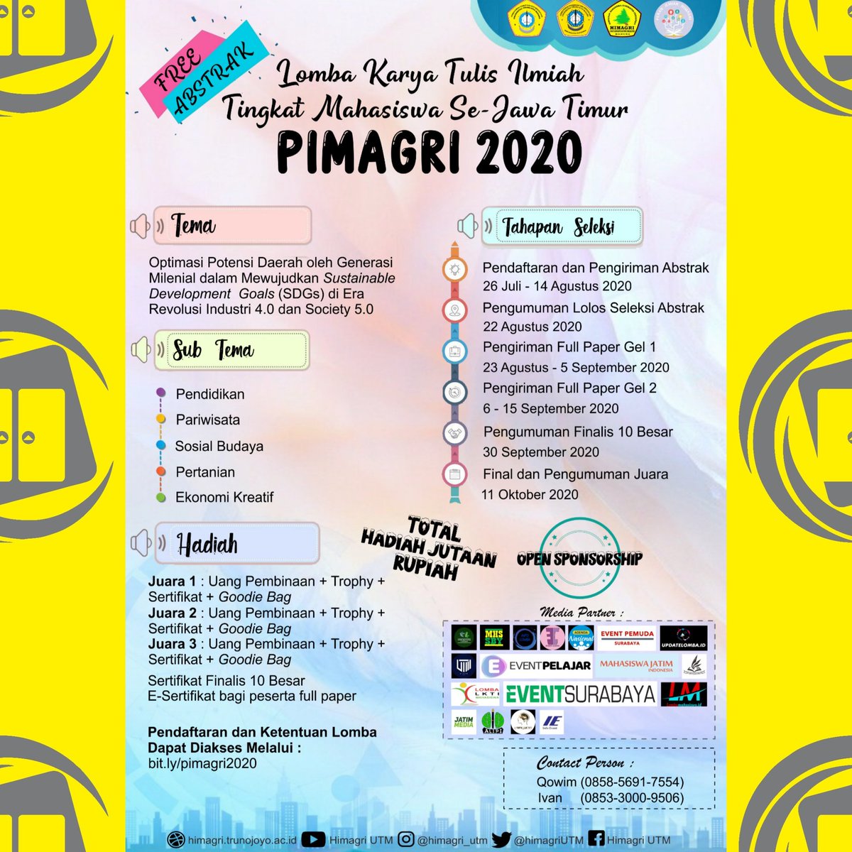 Gudang_Lomba's tweet photo. Lomba Karya Tulis Ilmiah (LKTI) untuk seluruh mahasiswa/i Se-Jawa Timur
#eventmahasiswasurabaya #Agbutm #Himagriutm #Himagri #Agribisutm #agribisnis_utm #fakultaspertanianutm #fapertautm #fputm #pimagri #lkti #lombalkti https://t.co/x6msNIuRKF