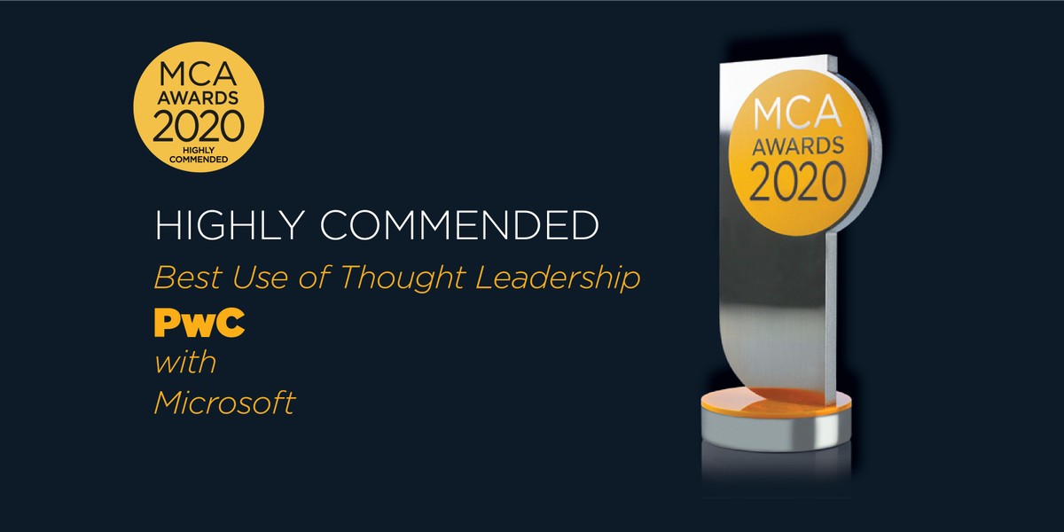 Delighted to be #HighlyCommended in the Best Use of Thought Leadership category at last night's #MCAawards -  fab to work with such inspiring, insightful and energising people across <a href="/PwC/">PwC</a> &amp; <a href="/Microsoft/">Microsoft</a>. A fab way to top off a wonderful journey &amp; thank you!🙌🏆🌍 @PwCclimateready