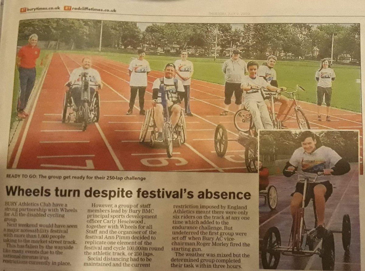 We made the papers! And there’s 3 more weeks to go! Drop us an email if you would like a free virtual ticket for this Sunday or a T-shirt on accessfest@summerseatphysiotherapy.co.uk <a href="/W4ABury/">Wheels for All Bury</a> <a href="/SportabilityUK/">Sportability</a> <a href="/BBCSport/">BBC Sport</a> <a href="/bbc5live/">BBC Radio 5 Live</a> <a href="/MENnewsdesk/">Manchester News MEN</a> <a href="/BritishCycling/">British Cycling</a>