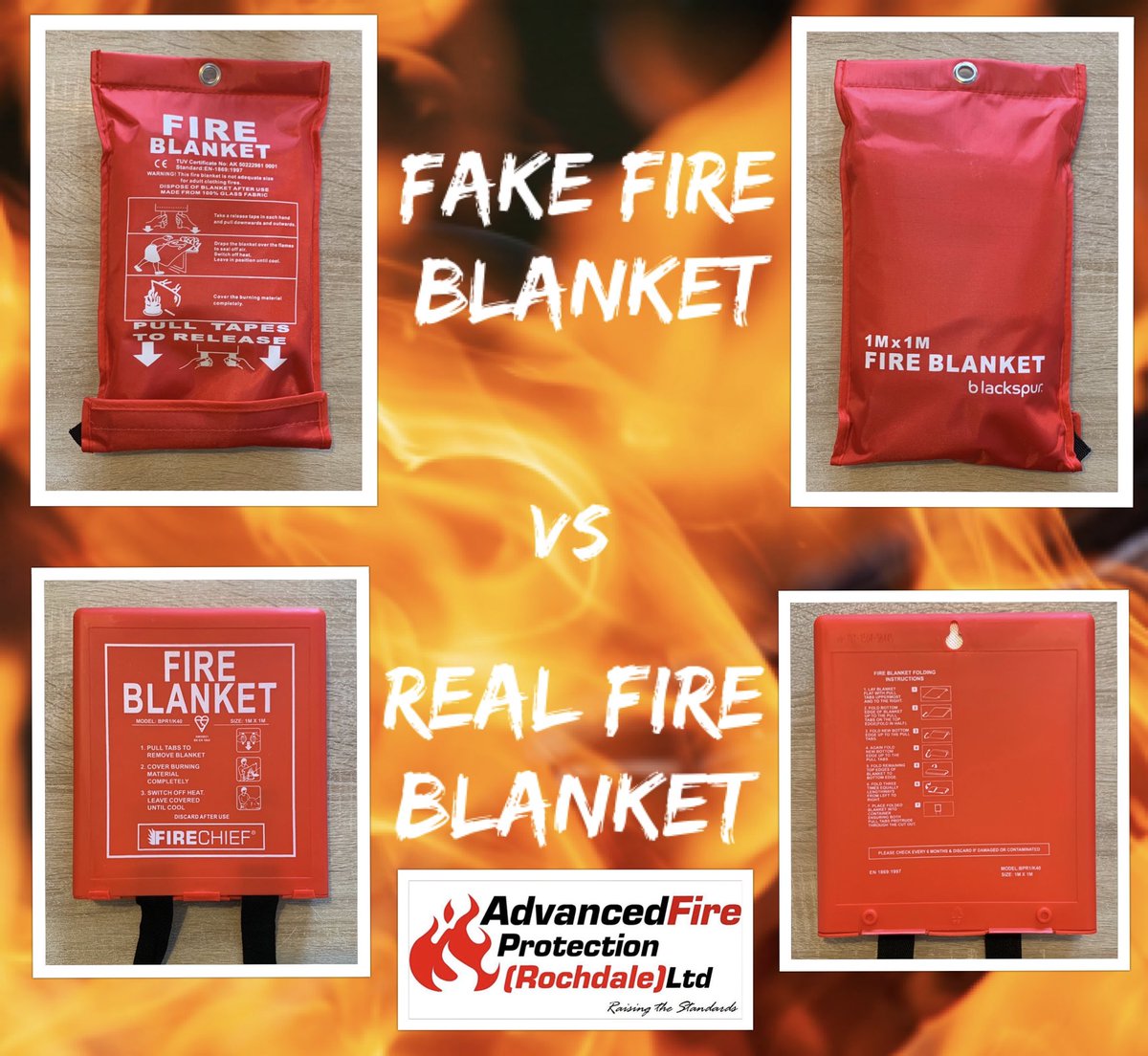 Yes just like your Fake Gucci, Nike, Uggs etc there is Fake Fire Blankets being sold on Amazon and Ebay markets. We removed this one today whilst visiting a new site. We only supply BSI tested &amp; Kitemarked product. Visit our website for more info &amp; video afprotectionrochdale.co.uk/home-safety/