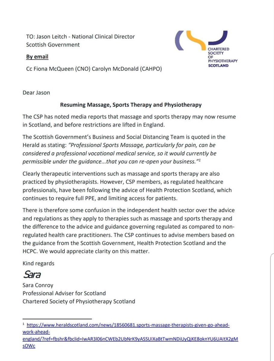 VitaMelaragni's tweet image. @APNTorg @thecsp massively disappointing behaviour on so many levels by @saraconroypt &amp;amp; hugely insulting to remedial therapists who despite significant losses have spent £1000s on PPE &amp;amp; infection control to return to work.  Is an apology forthcoming? Better still, a resignation?