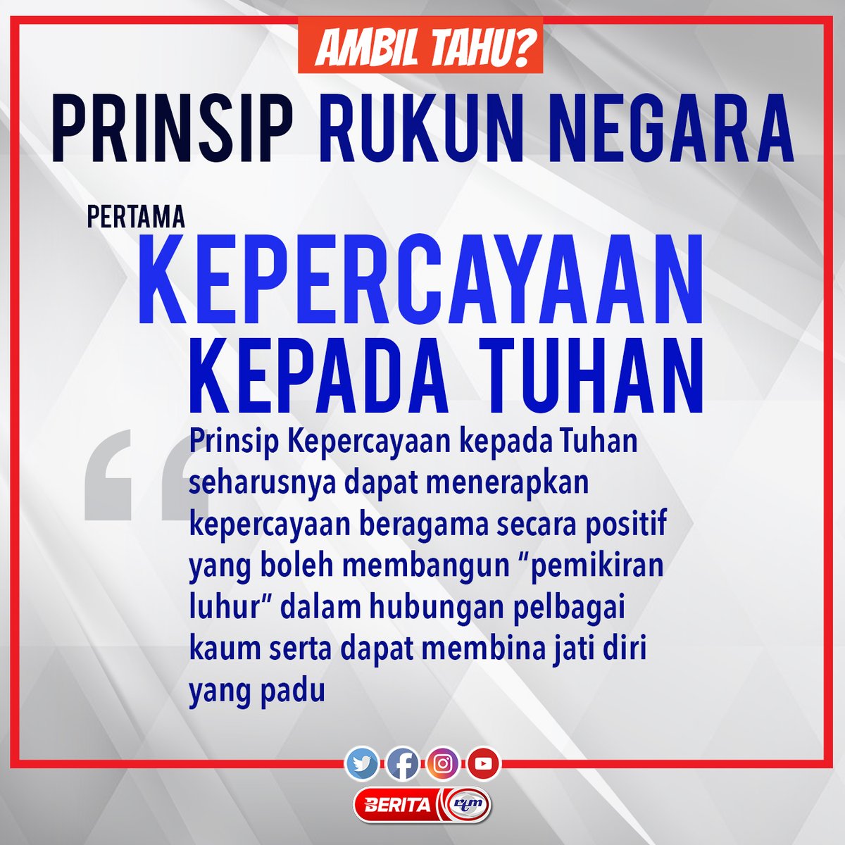 rukun negara kepercayaan kepada tuhan