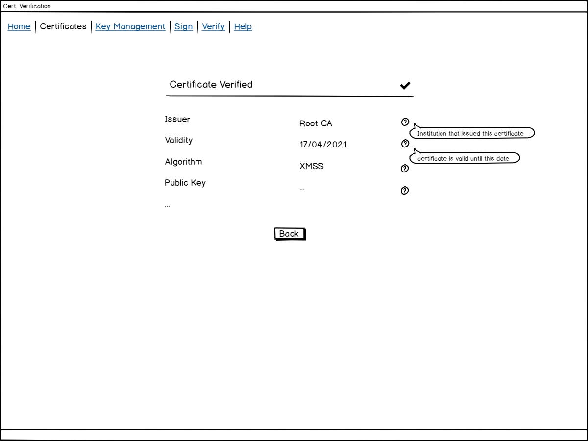 ucshda's tweet photo. Hier ein kleiner Einblick in eine aktuell laufende Masterarbeit. Die Screenshots zeigen ein Wireframe zur Erstellung und Verifizierung von XMSS(MT)-Zertifikaten. https://t.co/JmCZSmyLTS