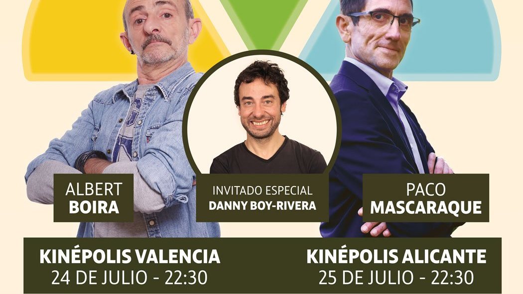 Weelinkd's tweet photo. Trivial Cannábico: 24 de Julio Valencia y 25 de Julio Alicante. Un espectáculo cómico sobre el mundo del cannabis conducido por el humorista Albert Boira y el activista Paco Mascaraque, con participación especial de Danny Boy-Rivera. #ComediaConBuenosHumos https://t.co/bGt0kJCj0J https://t.co/B6Z2QFeBXD