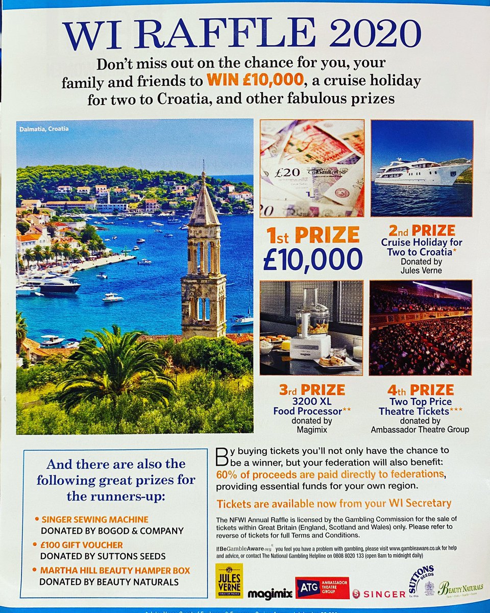 @SurreyFedWI (@surreyfedwi) on Twitter photo Have you bought your WI Raffle ticket yet? Don’t miss out on a chance to win one if the fabulous prizes! Contact your secretary to purchase, and good luck 🤞🏻 <a href="/WomensInstitute/">Women's Institute</a> @WILifemagazine # Have you bought your WI Raffle ticket yet? Don’t miss out on a chance to win one if the fabulous prizes! Contact your secretary to purchase, and good luck 🤞🏻 <a href="/WomensInstitute/">Women's Institute</a> @WILifemagazine #