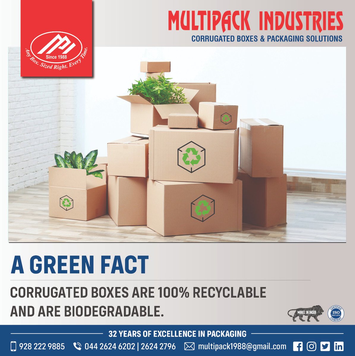 multipackind's tweet photo. Recycling is a pillar of sustainability. Corrugated boxes, being made of paper, are recyclable and environmental friendly.
#multipackindustries #multipack #cartonbox #corrugated #corrugatedroll #corrugatedbox #packagingsolutions #recyclablepackaging #environmentfriendly https://t.co/dFlPKyEeic