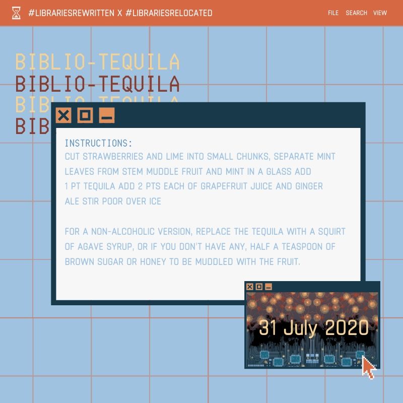UCLPubPrize's tweet photo. Make sure to register online and come with your home-made Biblio-tequila or mocktail in hand! 🍹🥳✨

Evenbrite: https://t.co/E5LRmkM3yw

Drink recipe: https://t.co/bvUe88h4tW https://t.co/LDo9rqH4wM