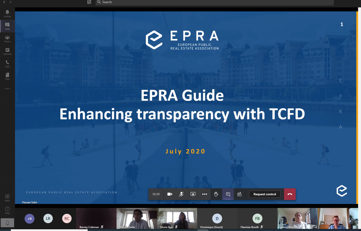 Jana_Bour's tweet photo. Excellent initiative! @EPRA_realestate Sustainability team prepared an internal virtual meeting to lead us through the new EPRA Guide for Enhancing transparency with #TCFD. Listed #realestate committed to the #ESG disclosure. More at https://t.co/tBPQPj6O7V #NFRD #SusFinEU https://t.co/8T42CKrU8c