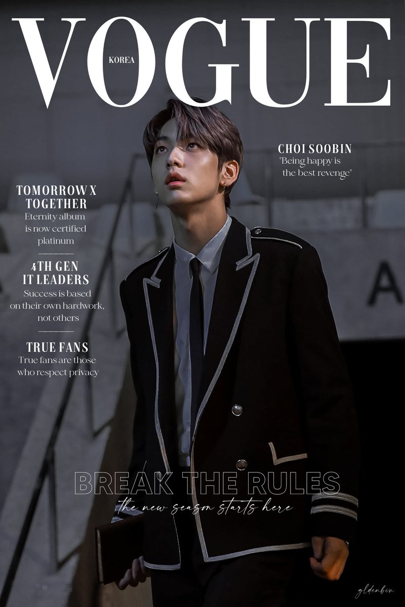 gldenbin's tweet photo. if anyone wanted to see the vogue edits i made, here it is. i will def edit hyuka and taehyun versions of this, i just need to find the perfect pictures 😢

@TXT_members https://t.co/5BK32WUD0m