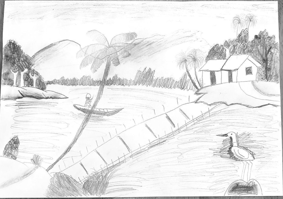 Marwis05's tweet photo. Lina's pencil ✏ sketch of a water landscape. @TyntesfieldLC https://t.co/FOypvQKyta